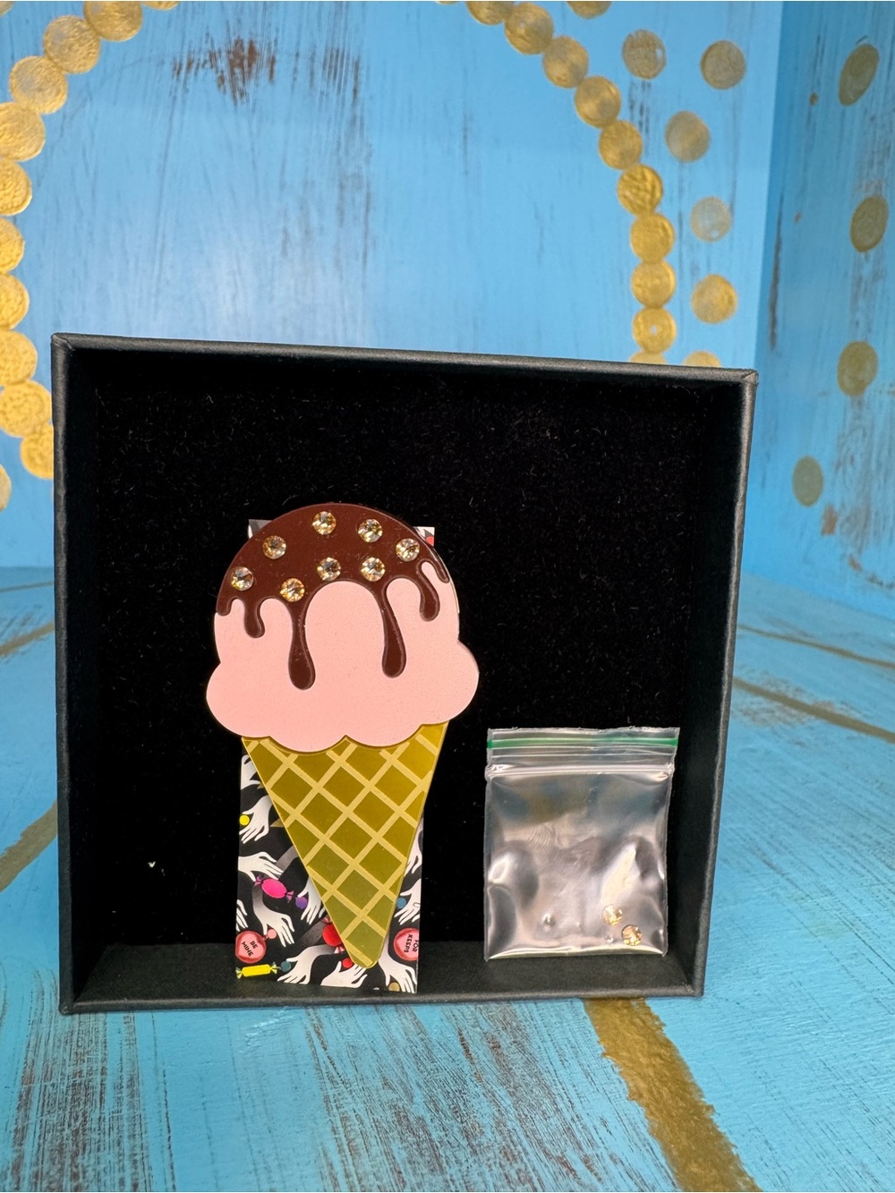 NOB Jennifer Loiselle Acrylic Strawberry Ice cream Magnetic Pin